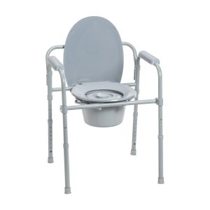 Drive Medical Folding Steel Commode - Supports up to 350 lbs, Pack of 1, RTL11158KDR